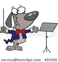 Cartoon Music Conductor Dog by a Stand by Toonaday