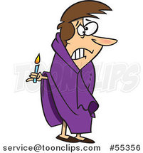 Cartoon Scared Lady with a Candle in the Dark by Toonaday