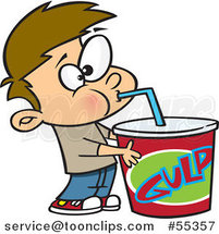 Cartoon Boy Taking a Gulp from a Large Fountain Soda by Toonaday