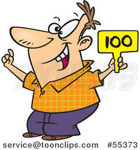 Cartoon Guy Bidding and Holding a Sign by Toonaday