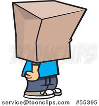 Cartoon Shamed Boy with a Bag on His Head by Toonaday