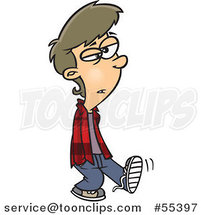 Cartoon Teenage Boy Walking with His Hands in His Pockets by Toonaday
