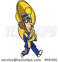 Cartoon Marching Band Tuba Player Girl by Toonaday