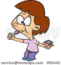Cartoon Happy Girl Eating Yogurt by Toonaday