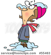 Cartoon Nervous Lady with Snow Dropping on Her Nose by Toonaday