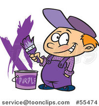 Cartoon Painter Boy with a Bucket of Purple Paint by Toonaday
