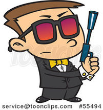 Cartoon Agent Boy Holding a Pistol by Toonaday