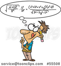 Cartoon Smart Guy Figuring a Math Equation in His Head by Toonaday