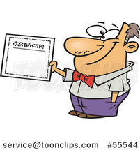 Proud Guy Holding a Certificate of Achievement Cartoon by Toonaday
