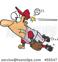 Distracted Baseball Player Getting Whacked in the Head Cartoon by Toonaday