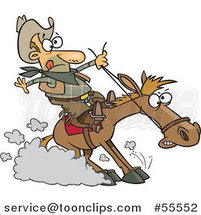 Cowboy Hitting the Horse Brakes Cartoon by Toonaday