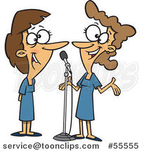 Happy Women Singing a Duet Cartoon by Toonaday