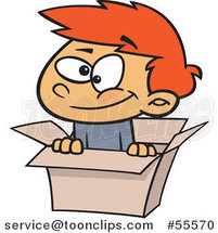 Cartoon Happy Red Haired Boy Playing in a Box by Toonaday