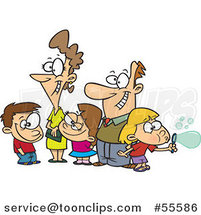 Cartoon Happy White Family of Five by Toonaday
