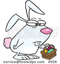 Cartoon Grumpy Easter Bunny with a Basket by Toonaday