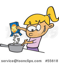 Cartoon White Girl Making Macaroni and Cheese by Toonaday