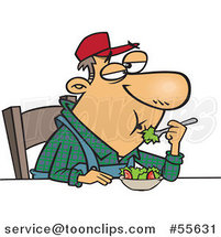 Cartoon Farmer Eating Salad by Toonaday