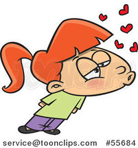 Cartoon Girl with Hearts and Puckered Lips by Toonaday