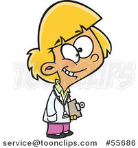 Cartoon Blond Doctor Girl Holding a Clipboard by Toonaday