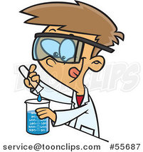 Cartoon White Scientist Boy Mixing Chemicals by Toonaday