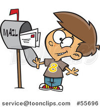 Cartoon White Happy Boy Mailing Letters by Toonaday