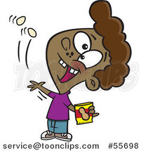 Cartoon Black Boy Tossing Peanuts into His Mouth by Toonaday