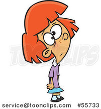 Cartoon Lonely Red Haired Girl by Toonaday