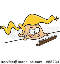 Cartoon Thinking Blond Girl Playing a Game of Scrabble by Toonaday