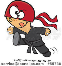 Cartoon Boy Ninja Jumping and Kicking by Toonaday