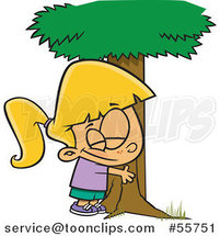 Cartoon White Girl Hugging a Tree by Toonaday