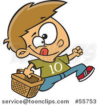 Cartoon White Boy Running with an Easter Basket by Toonaday