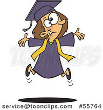 Cartoon Happy Graduate Girl Jumping by Toonaday