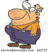 Cartoon White Senior Guy in Suspenders by Toonaday