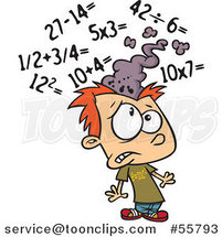 Cartoon Red Haired White Boy Getting a Sore Head from Math by Toonaday