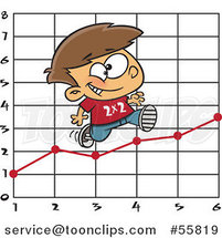 Cartoon White School Boy Running on a Multiplication Graph by Toonaday