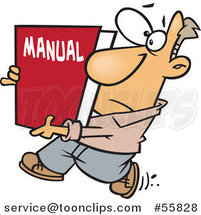 Cartoon White Guy Carrying a Big Manual by Toonaday