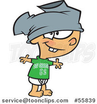 Cartoon White Boy Wearing Pants on His Head by Toonaday