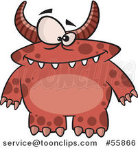 Cartoon Spotted and Horned Red Monster by Toonaday