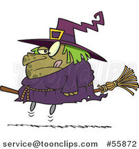 Cartoon Halloween Fat Witch on a Broomstick by Toonaday