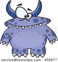 Cartoon Spotted and Horned Blue Monster by Toonaday