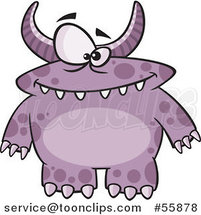 Cartoon Spotted and Horned Purple Monster by Toonaday