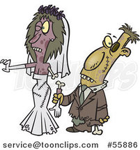 Cartoon Zombie Wedding Bride and Groom Couple by Toonaday