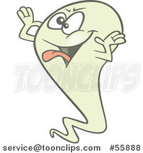 Cartoon Green Halloween Spook Ghost Making a Face by Toonaday