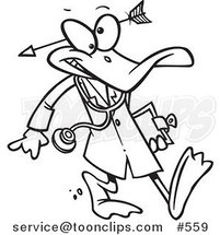 Cartoon Line Art of a Crazy Quack Pshchiatrist Duck by Toonaday