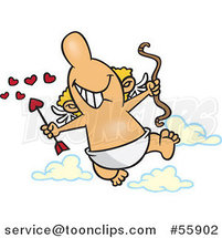 Cartoon Happy Cupid Holding a Bow and Heart Arrow by Toonaday