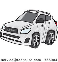 Cartoon White Car with Tinted Windows by Toonaday