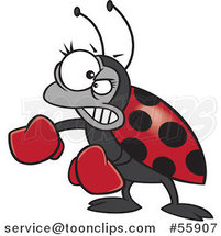 Cartoon Mad Ladybug with Boxing Gloves by Toonaday