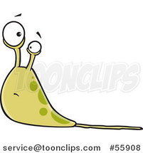Cartoon Confused Green Slug with Slime by Toonaday
