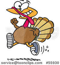 Cartoon Turkey Bird Running with Sneakers on by Toonaday