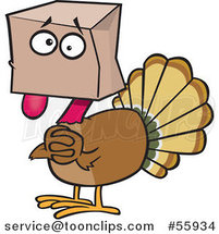 Scared Cartoon Turkey Bird Hiding Under a Bag by Toonaday